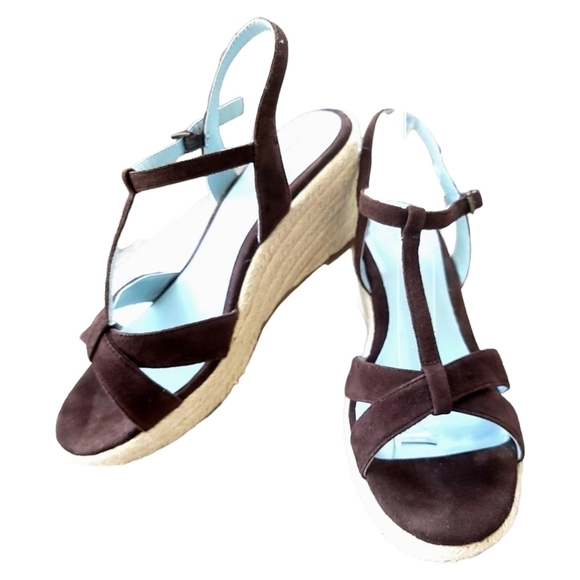 BODEN Brown Suede Wedged Espadrilles - Picture 1 of 12
